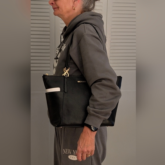 MICHAEL Michael Kors Black and White Leather Tote - Picture 12 of 12